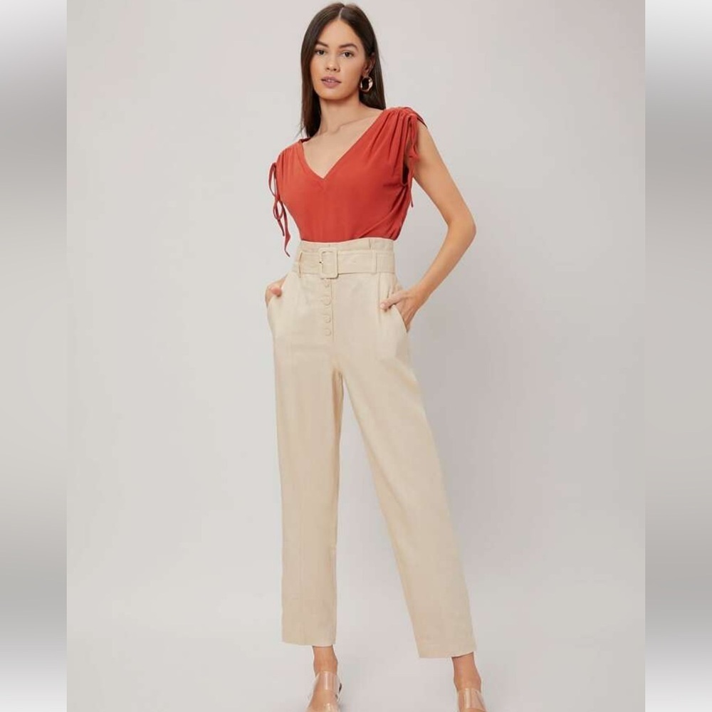 NWT Linen Belted Cigarette Pants Size XS/0